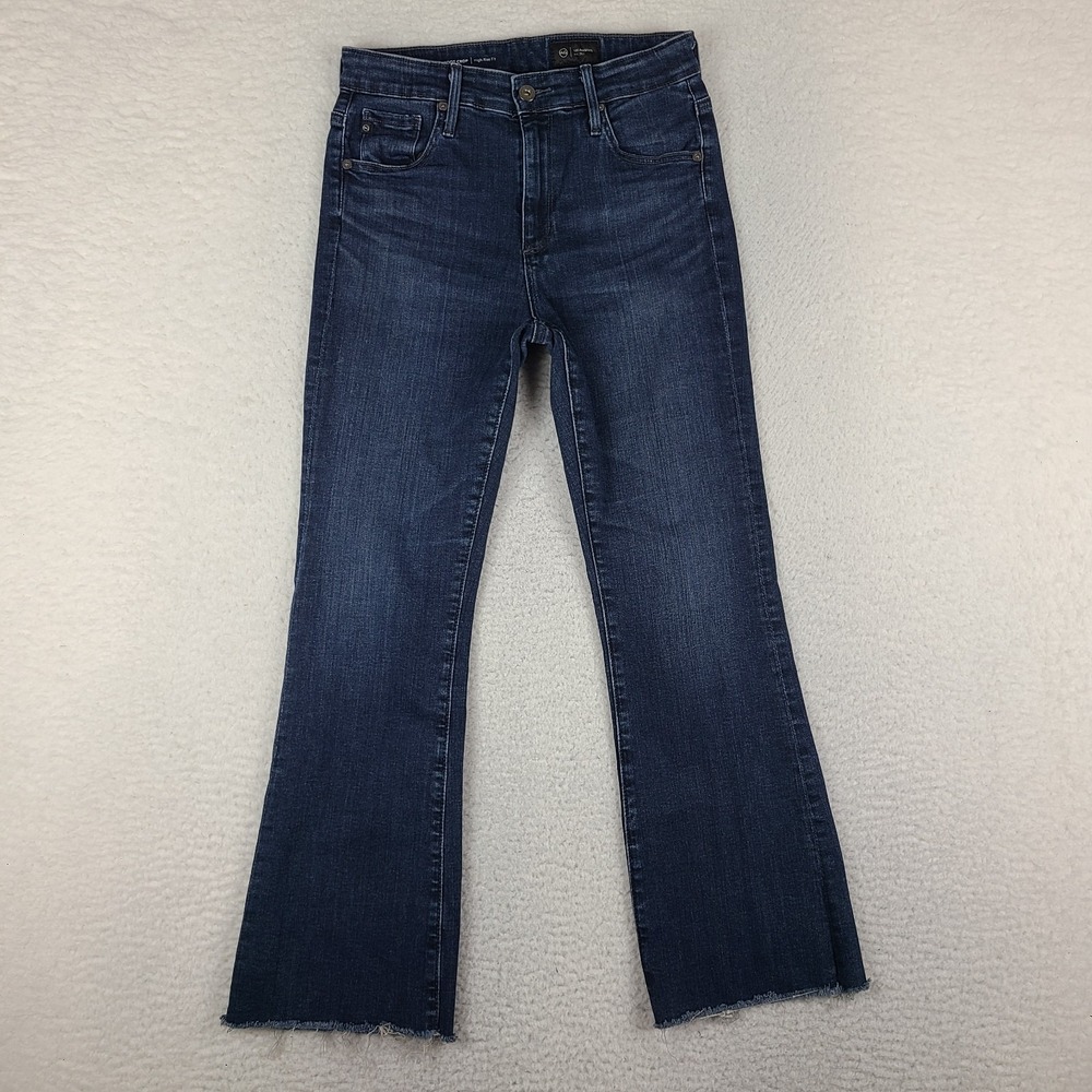 AG Adriano Goldschmied Jeans Womens 28 Blue Farrah Boot Crop High Rise Fit Fray